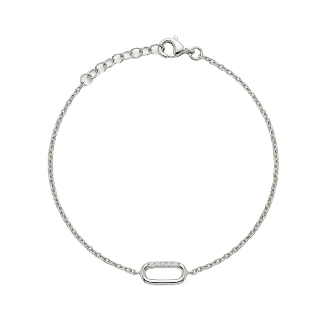 Oval Link Crystal Armband 925 Sterling Silber – Elegantes Gliederarmband mit funkelndem Zirkonia-Oval-Element Suzan Gold