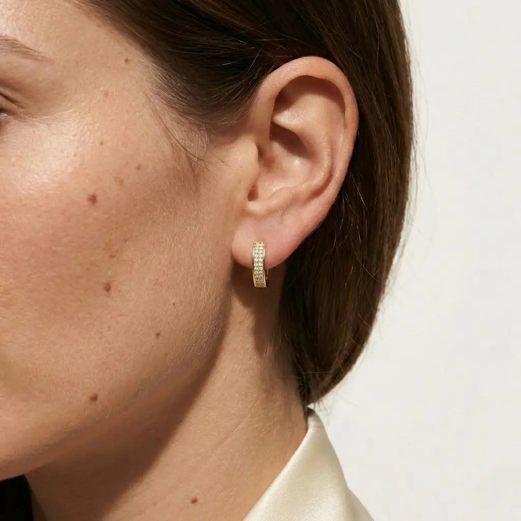 SparkLinea – 375 Echtgold Creolen mit Zirkonia - Suzan GoldOhrringe