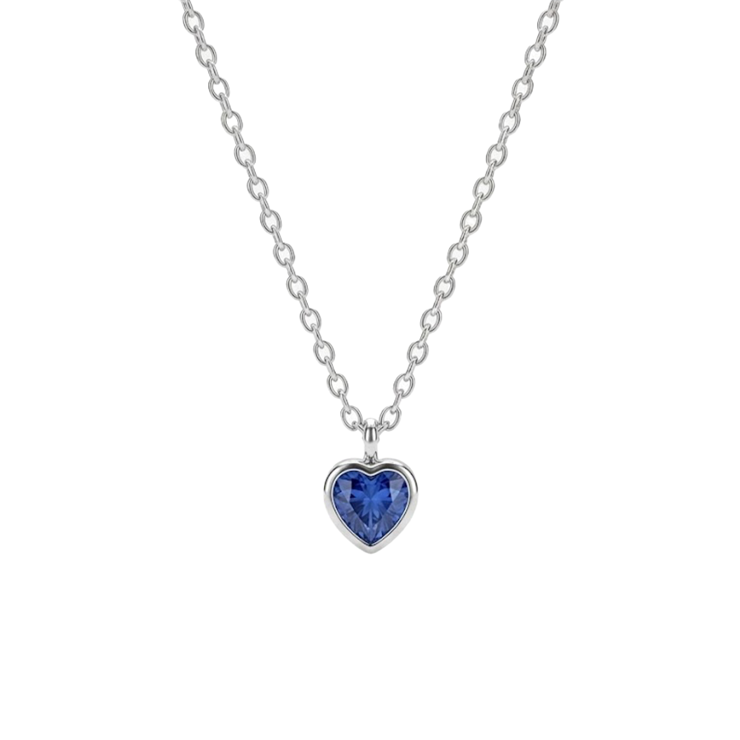 Blue Heart Halskette 925 Sterling Silber – Elegante Silberkette mit funkelndem, saphirblauem Herz-Zirkonia-Anhänger Suzan Gold