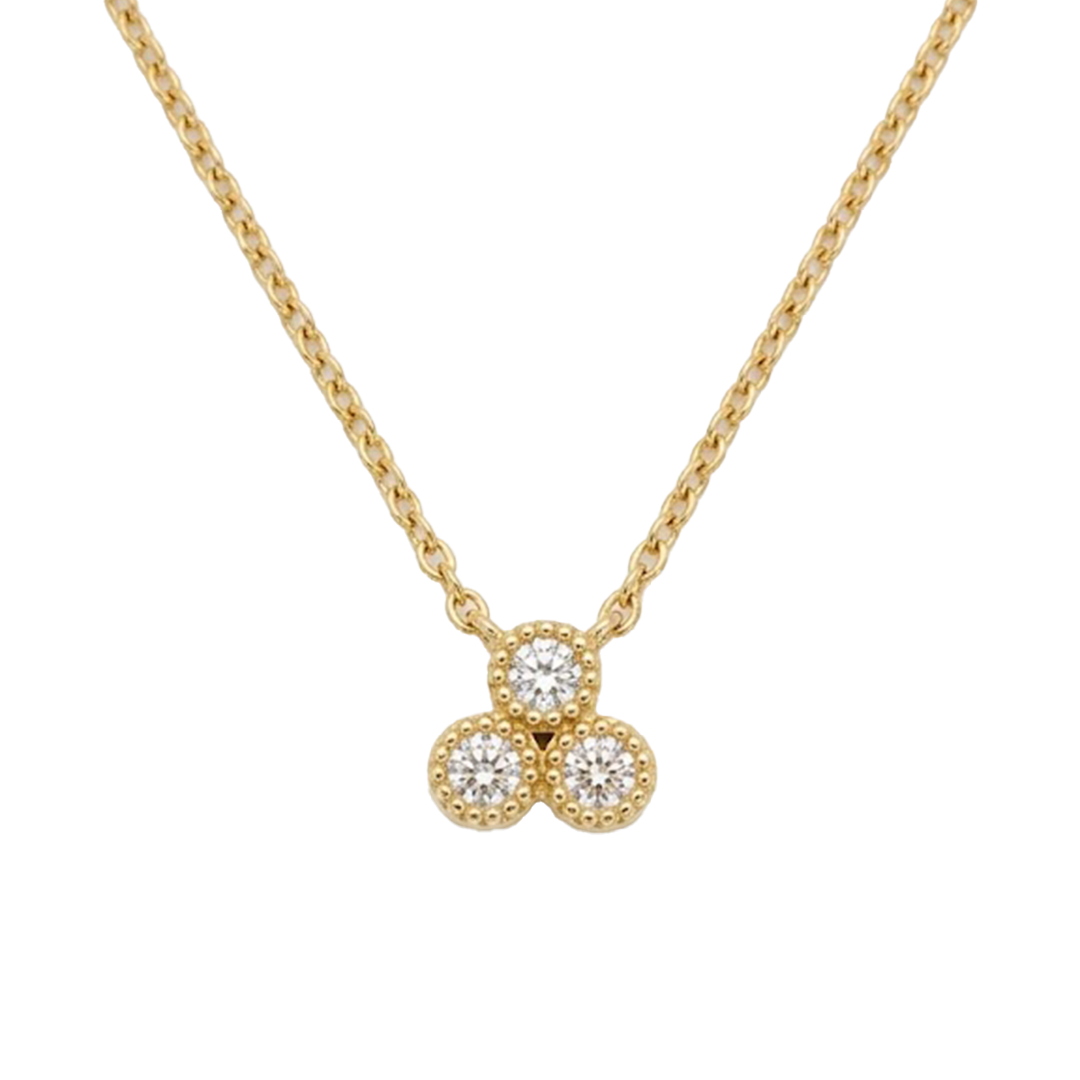 Drei Zirkonia Halskette Rund 925 Sterling Silber – Elegante Silberkette mit einer geometrischen Trilogie aus funkelnden Kristallen Suzan Gold