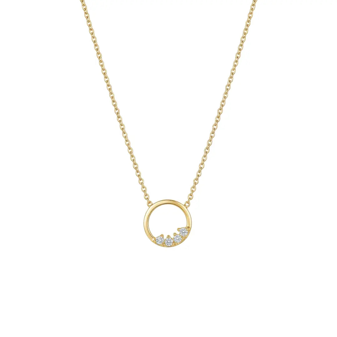 Circle Crystal Necklace – 925 Sterling Silber Halskette mit Zirkonia Kreis Anhänger - Suzan Gold