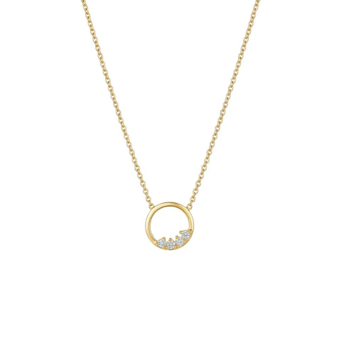 Circle Crystal Necklace – 925 Sterling Silber Halskette mit Zirkonia Kreis Anhänger - Suzan Gold