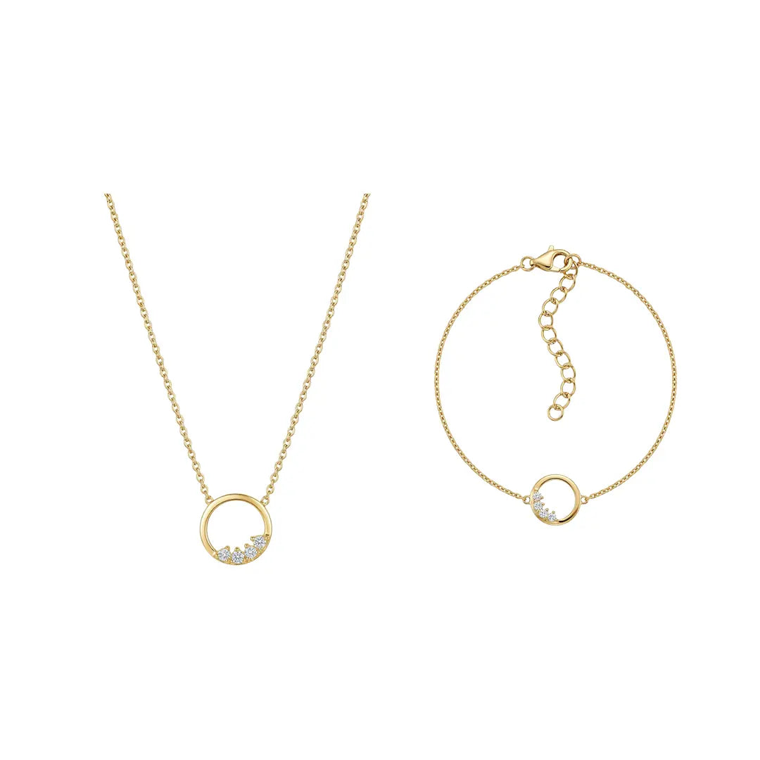 Circalia – 925 Silber Schmuckset vergoldet mit Zirkonia Kreis Suzan Gold