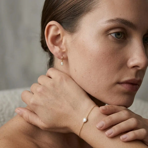 Aurelisse Drop Set – 375 Echtgold Schmuckset mit Tropfen Ohrringen & Armband - Suzan Gold