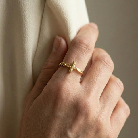 Chainova Bar – 375 Echtgold Ring mit Kettenelement - Suzan GoldRing