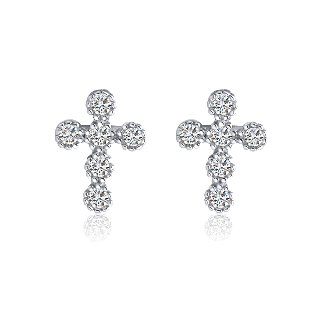 Blessina – Zarte Kreuz-Ohrringe aus 925er Silber mit Zirkonia