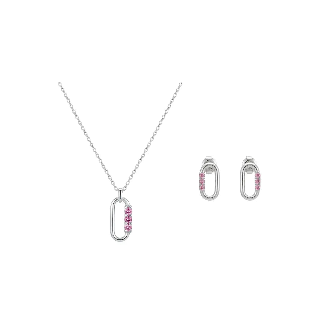 Rosaline Link – 925 Silber Schmuckset mit rosa Zirkonia Glied Suzan Gold