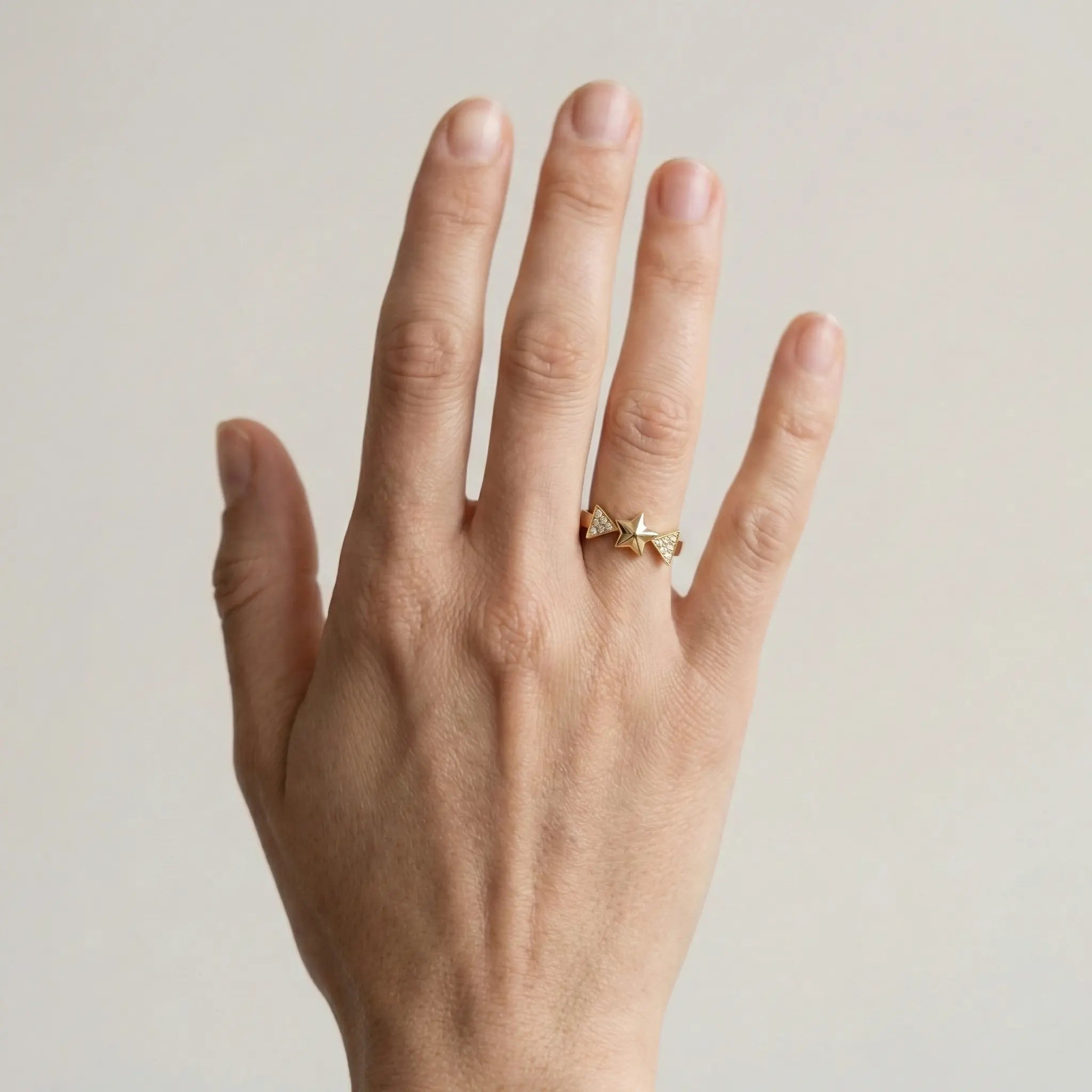 Stellara Crest – 375 Echtgold Ring mit Sternmotiv und Zirkonia Akzenten - Suzan GoldRing