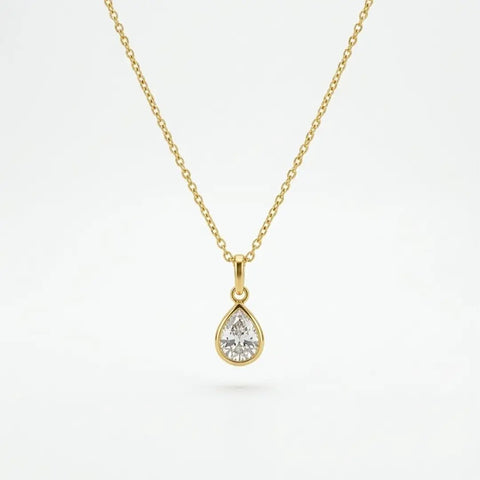 Crystal Drop Necklace – 925 Sterling Silber Halskette mit Zirkonia Tropfen Anhänger - Suzan Gold