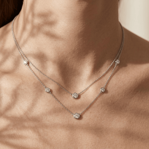 Mehrreihige Zirkonia Kette 925 Sterling Silber – Damen Halskette - Suzan Gold