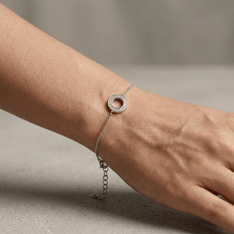 Circle Crystal Bracelet – 925 Sterling Silber Armband Kreis Zirkonia - Suzan Gold