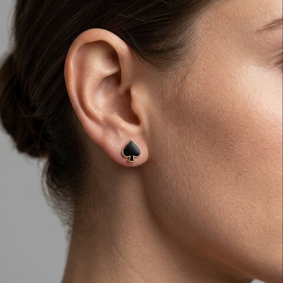 Spade Stud Earrings – 925 Sterling Silber Ohrstecker Pik - Suzan Gold