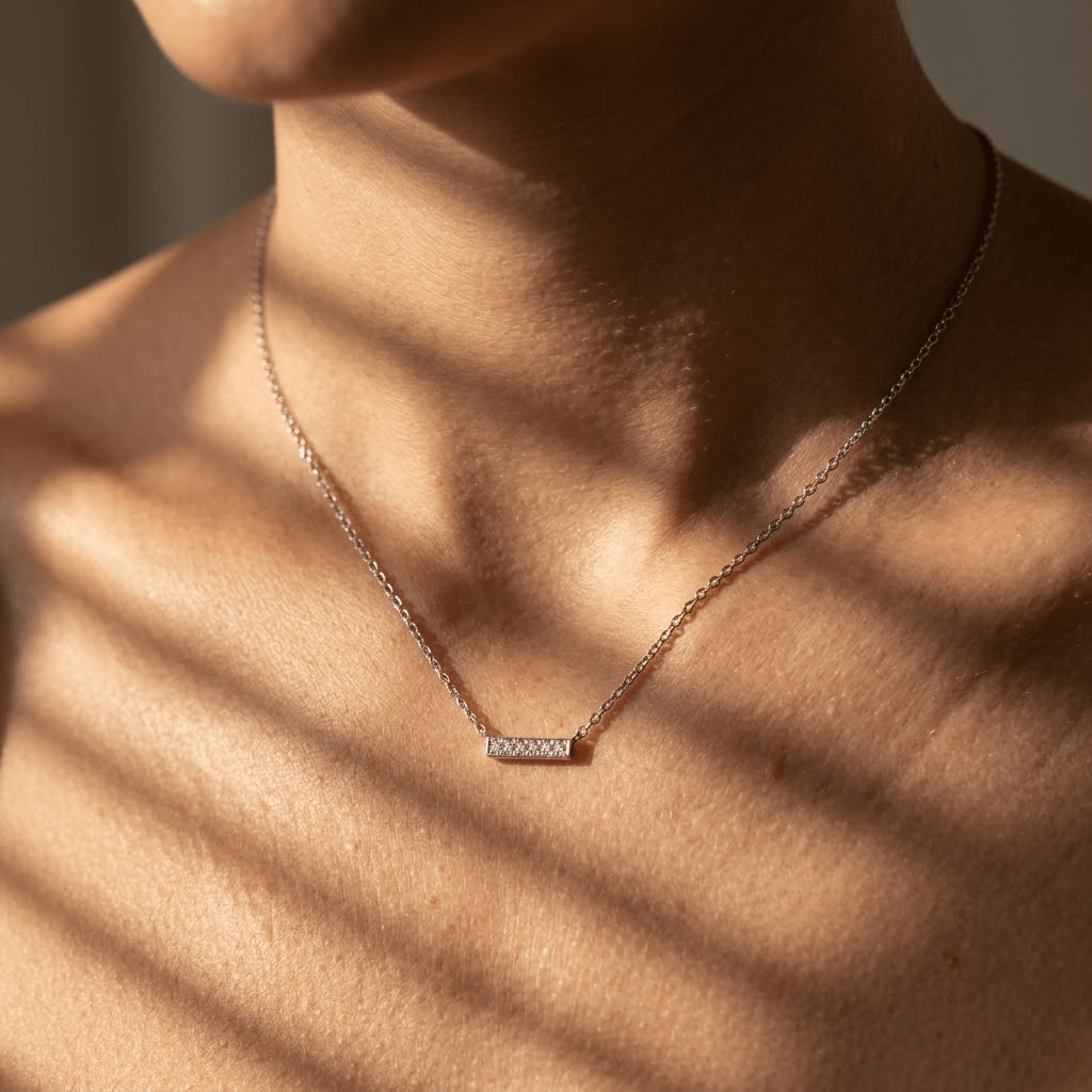 Bar Necklace Zirkonia – 925 Sterling Silber Halskette - Suzan Gold