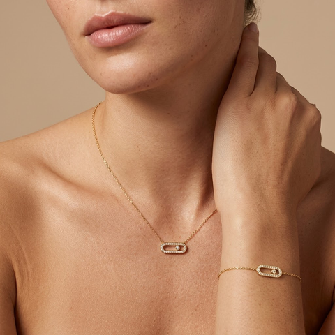 Linkelle – 925 Silber Schmuckset vergoldet mit Zirkonia Glied Suzan Gold