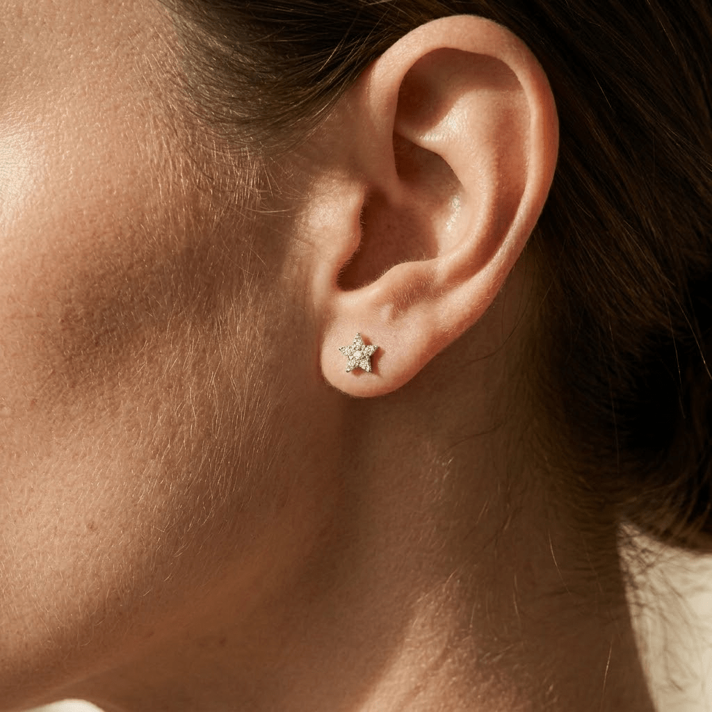 Stern Ohrstecker Zirkonia – 925 Sterling Silber Ohrringe - Suzan Gold