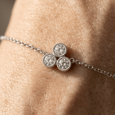 Drei Zirkonia Armband Rund – 925 Sterling Silber Armband - Suzan Gold
