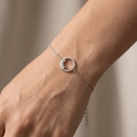 Circle Crystal Bracelet – 925 Sterling Silber Armband mit Zirkonia Kreis Element - Suzan Gold