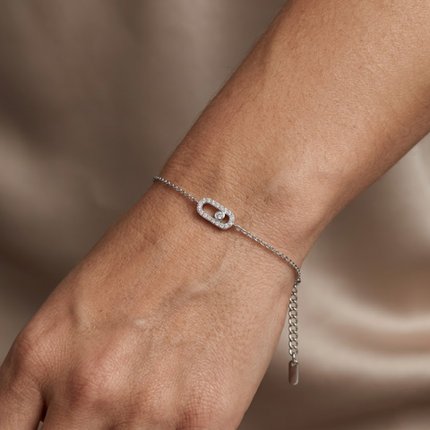 Link Crystal Bracelet – 925 Sterling Silber Armband mit Zirkonia Glieder Element - Suzan Gold