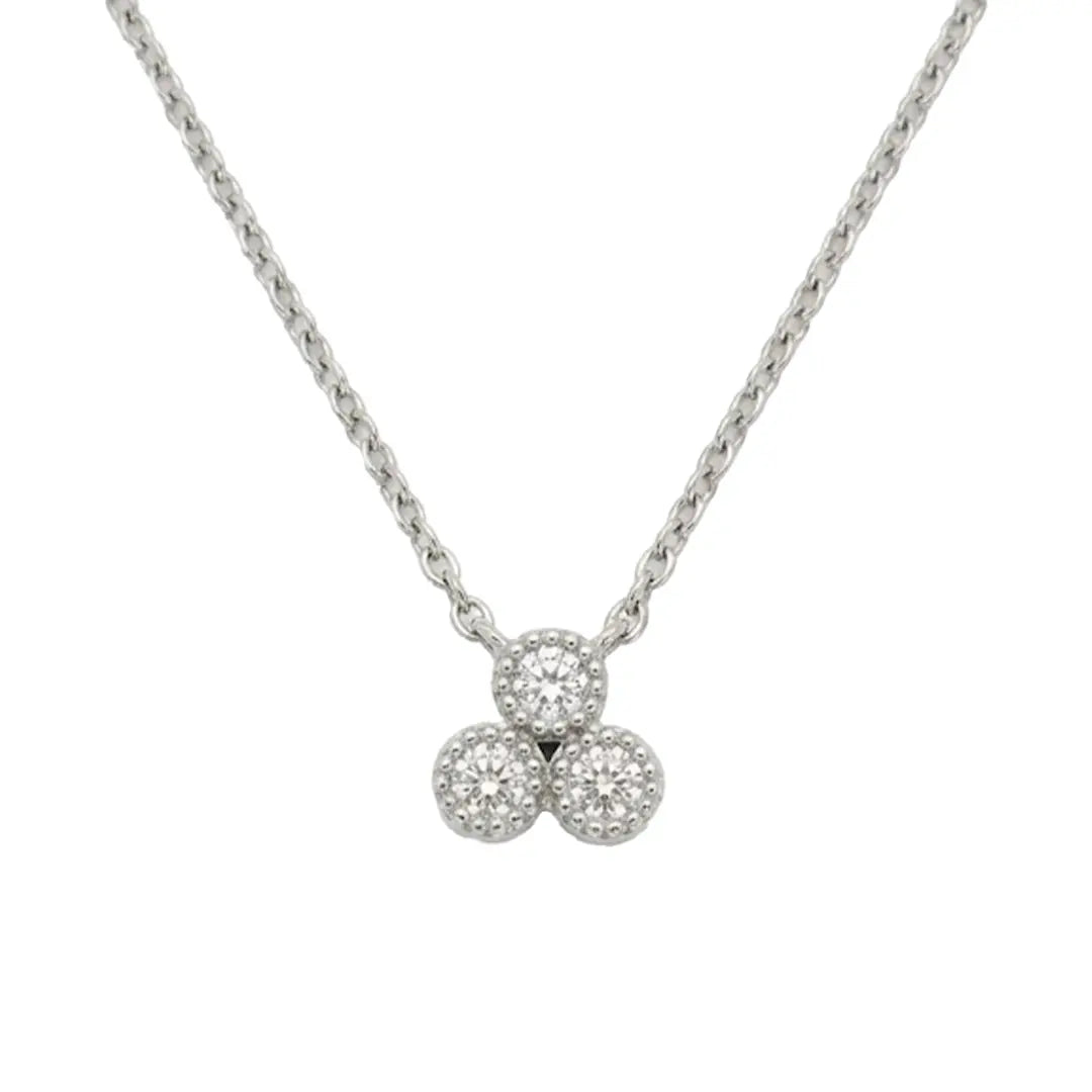 Drei Zirkonia Halskette Rund 925 Sterling Silber – Elegante Silberkette mit einer geometrischen Trilogie aus funkelnden Kristallen Suzan Gold