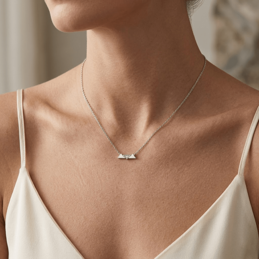 Dreieck Halskette 925 Sterling Silber – Damen Kette - Suzan Gold