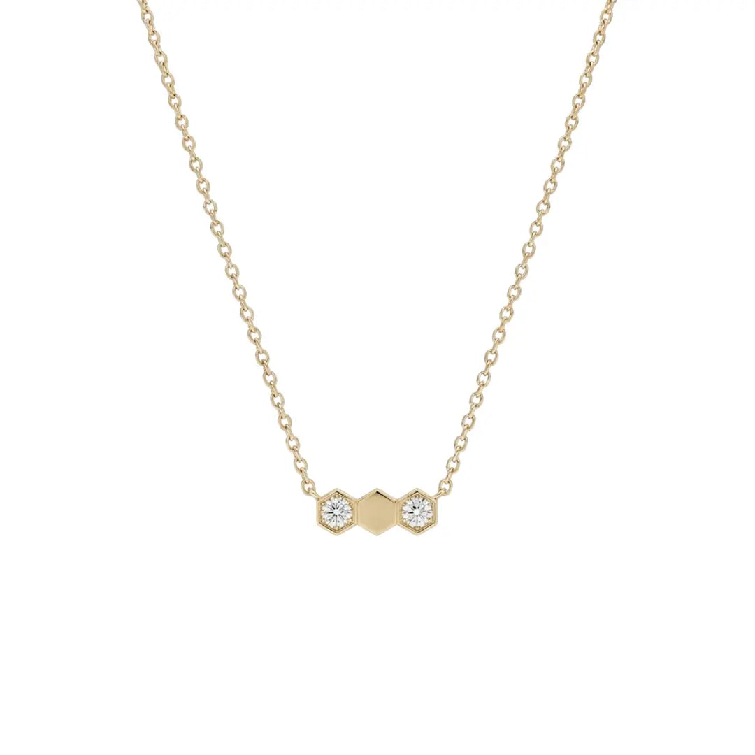 Hexagon Crystal Necklace – 925 Sterling Silber Halskette mit Zirkonia Hexagon Anhänger - Suzan Gold