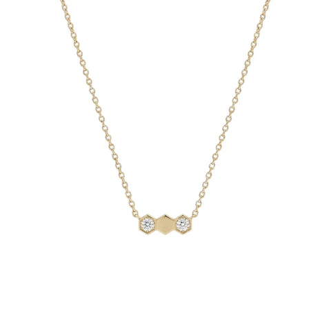 Hexagon Crystal Necklace – 925 Sterling Silber Halskette mit Zirkonia Hexagon Anhänger - Suzan Gold