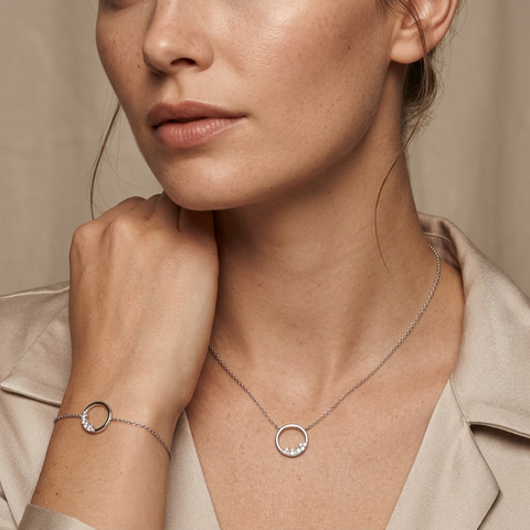 Circalia – 925 Silber Schmuckset vergoldet mit Zirkonia Kreis Suzan Gold