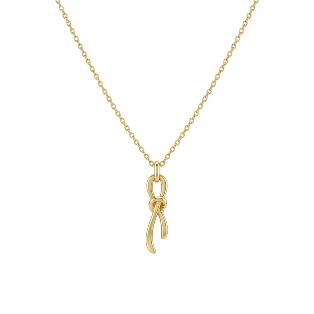 Knot Pendant Necklace aus 925 Sterling Silber vergoldet, filigraner Schmuck für Damen, eleganter zeitloser Klassiker.
