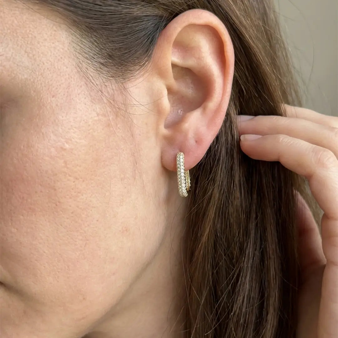 Velisse Pavé – 375 Echtgold Creolen mit Zirkonia Pavé - Suzan GoldOhrringe