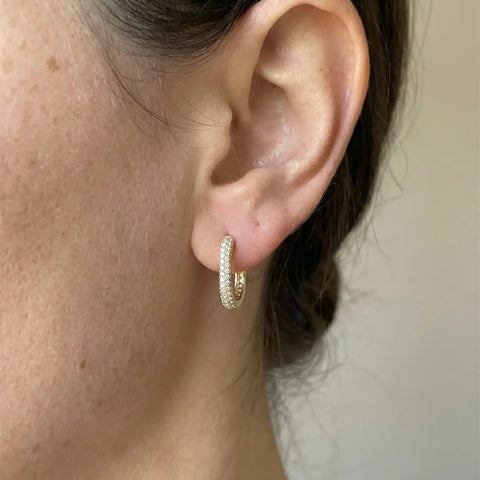 Velisse Pavé – 375 Echtgold Creolen mit Zirkonia Pavé - Suzan GoldOhrringe