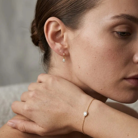 Aurelisse Drop Set – 375 Echtgold Schmuckset mit Tropfen Ohrringen & Armband - Suzan Gold