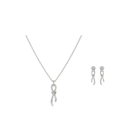 Nodessa Duo – 925 Silber Schmuckset vergoldet mit Knoten Anhänger & Ohrsteckern Suzan Gold