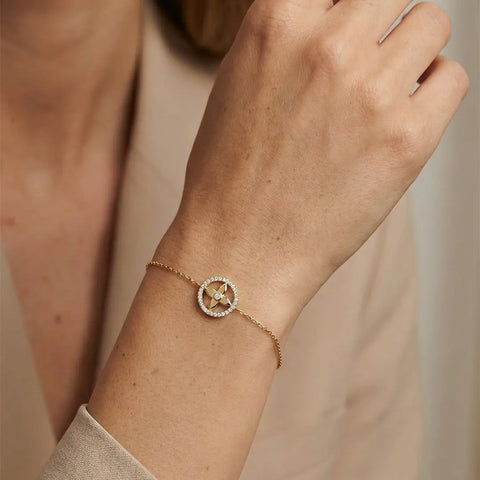 Floréa Halo – 375 Echtgold Armband mit Blüten - Kreis & Zirkonia - Suzan GoldArmbänder