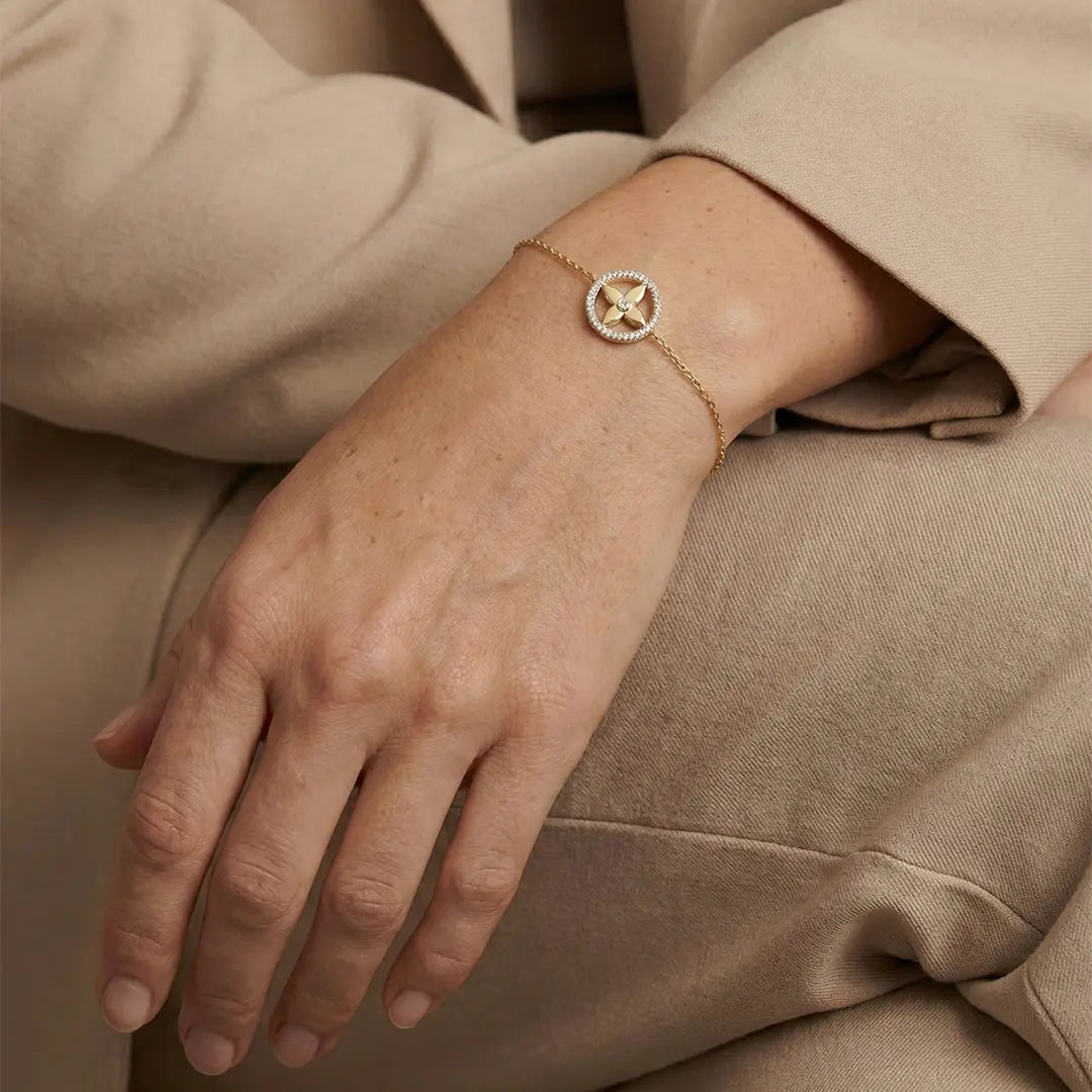 Floréa Halo – 375 Echtgold Armband mit Blüten - Kreis & Zirkonia - Suzan GoldArmbänder