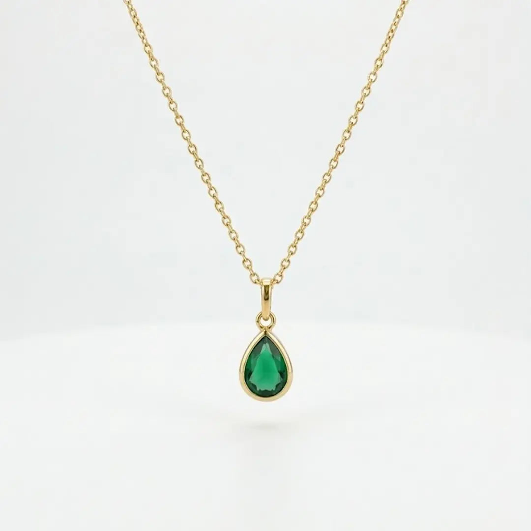 Crystal Drop Necklace – 925 Sterling Silber Halskette mit Zirkonia Tropfen Anhänger - Suzan Gold
