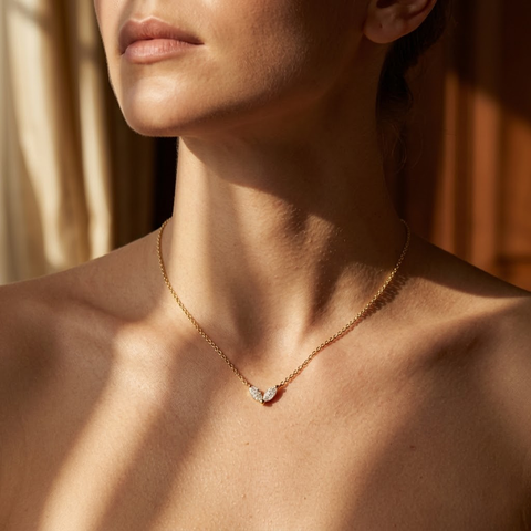 Marquise Stone Necklace – 925 Sterling Silber Halskette Zirkonia - Suzan Gold