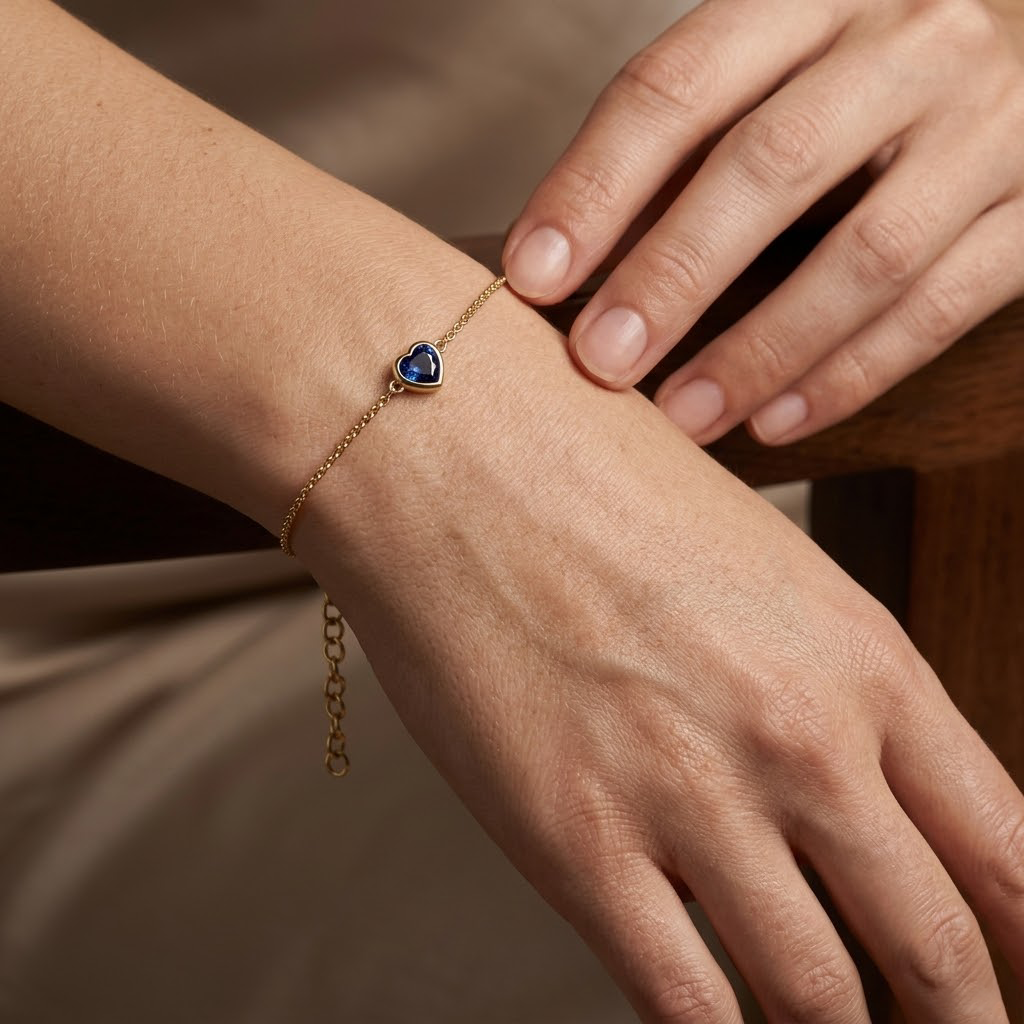 Blue Heart Bracelet – 925 Sterling Silber Armband mit blauem Herz Zirkonia - Suzan Gold