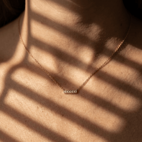 Bar Necklace Zirkonia – 925 Sterling Silber Halskette - Suzan Gold