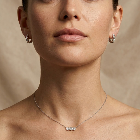 Hexaria Duo – 925 Silber Schmuckset vergoldet mit Zirkonia Hexagon Suzan Gold