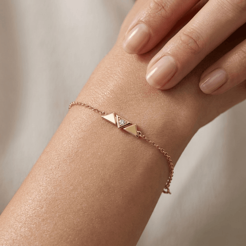 Triangle Bracelet 925 Sterling Silver – Women's Bracelet with Cubic Zirconia - Suzan Gold