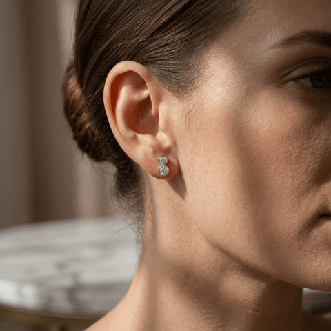 Zirkonia Ohrstecker Doppel – 925 Sterling Silber Ohrringe - Suzan Gold