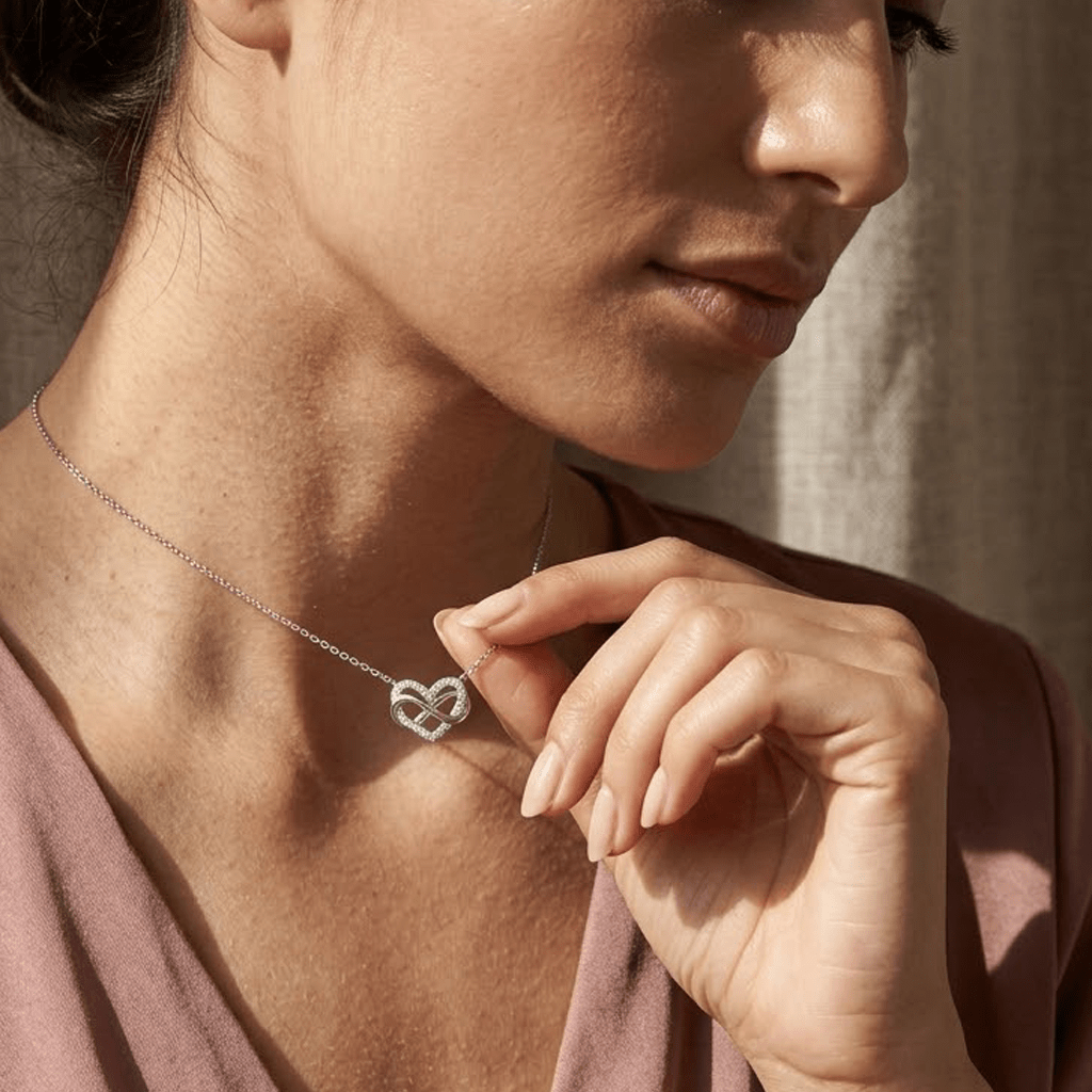 Unendlichkeit Herz Kette 925 Sterling Silber – Damen Halskette - Suzan Gold