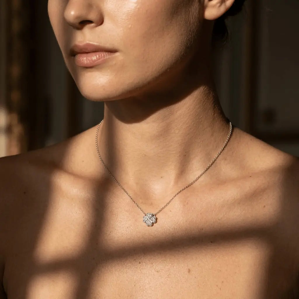 Kleeblatt Halskette Zirkonia – 925 Sterling Silber - Suzan Gold