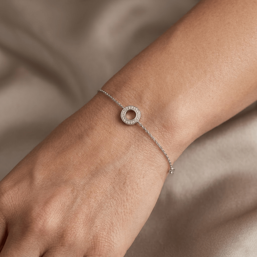 Circle Crystal Bracelet – 925 Sterling Silber Armband Kreis Zirkonia - Suzan Gold