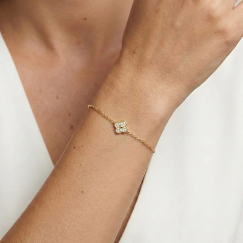 Lunéa Clover – 375 Echtgold Armband mit Zirkonia Ornament - Suzan Gold