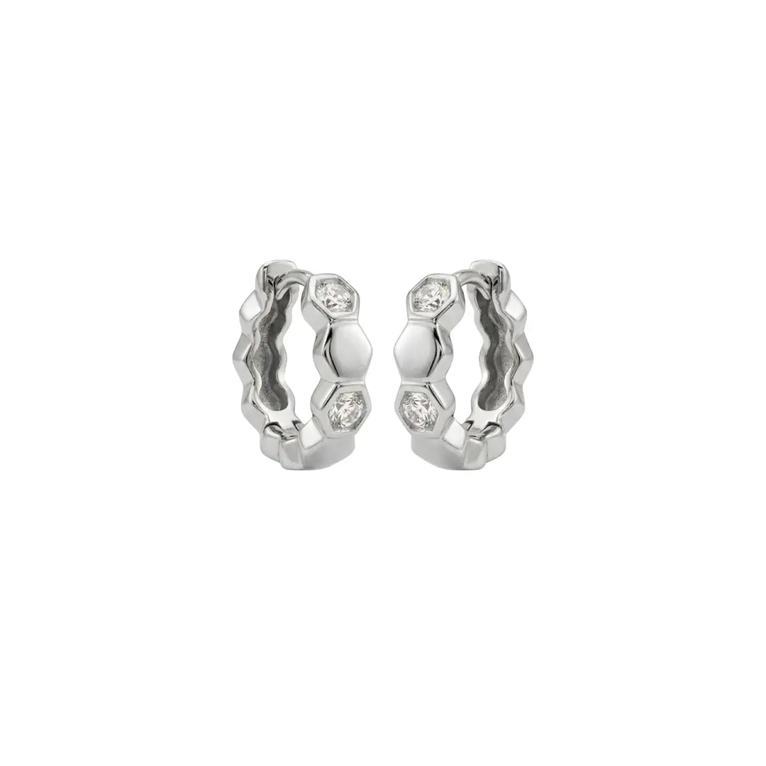 Hexagon Crystal Hoop Earrings – 925 Sterling Silber Creolen mit Zirkonia - Suzan Gold