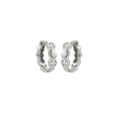 Hexagon Crystal Hoop Earrings – 925 Sterling Silber Creolen mit Zirkonia - Suzan Gold