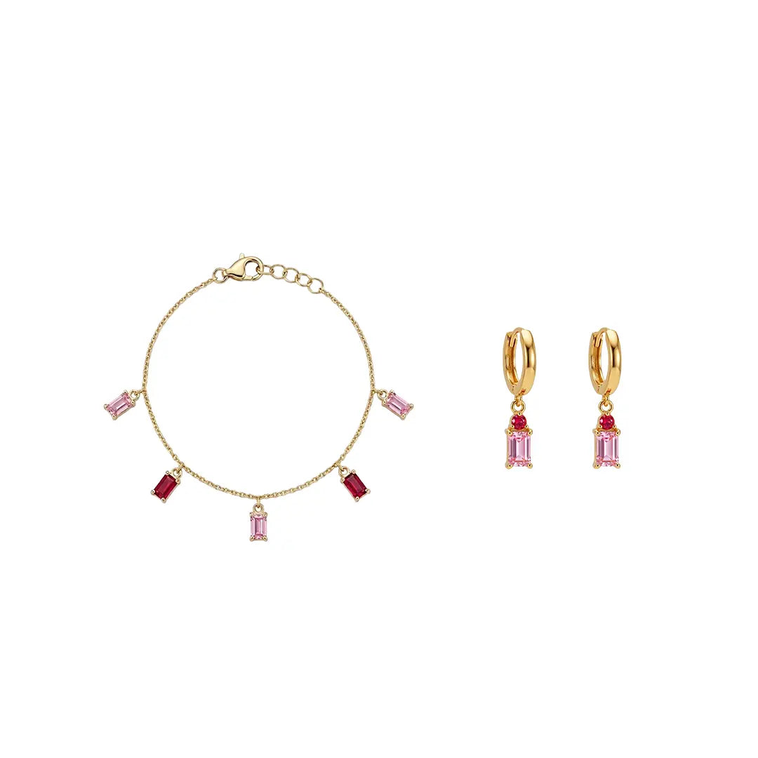 Roselux Charm – 925 Silber vergoldet Armband & Ohrringe mit Steinen Suzan Gold