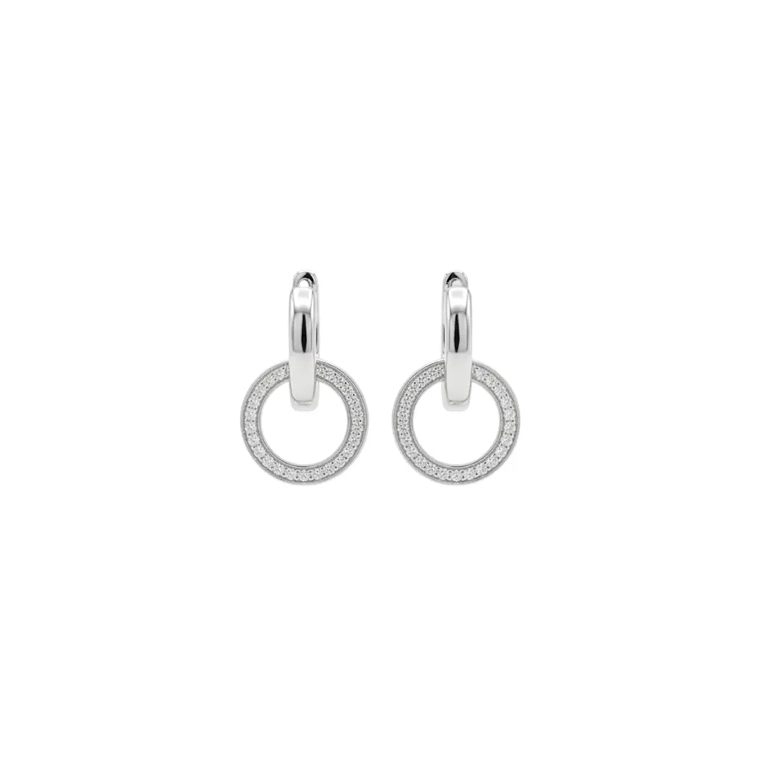 Circle Drop Earrings – 925 Sterling Silber Creolen Kreis Anhänger Suzan Gold