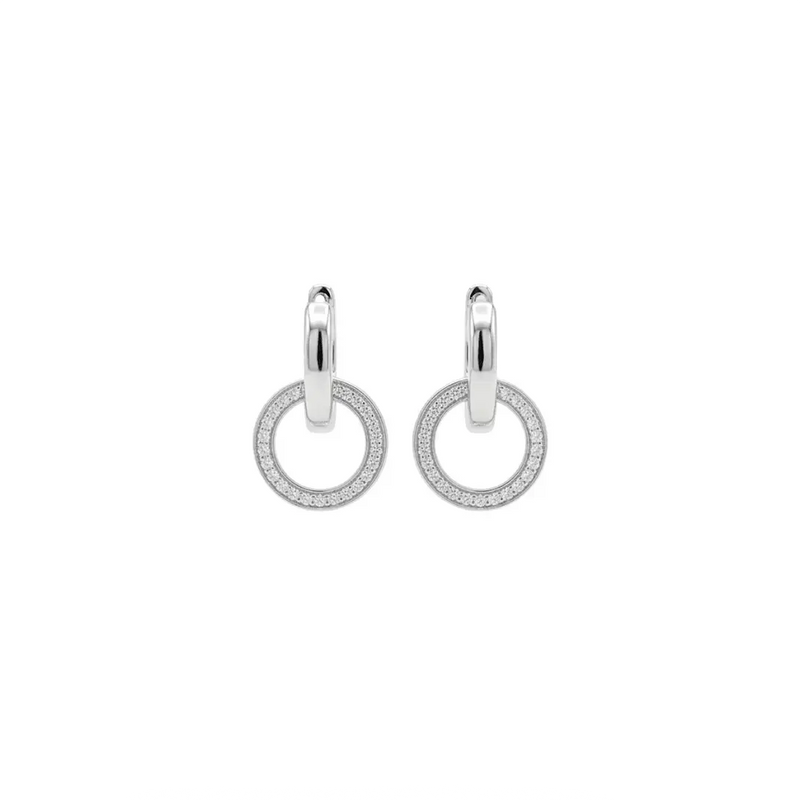 Circle Drop Earrings aus 925 Sterling Silber mit Zirkonia, filigraner Schmuck für Damen, eleganter zeitloser Klassiker.